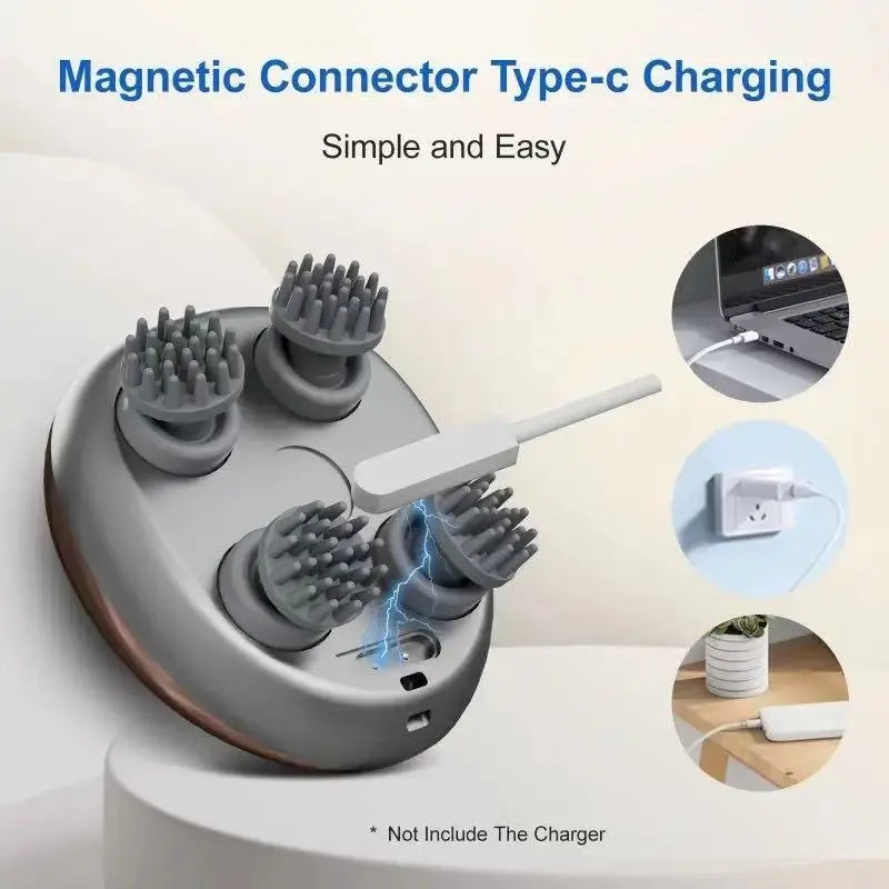 Cordless Head Scalp Massager, Cat Massager, Dog Massager, Waterproof with Multi-Modes Vibration Handheld Portable, Silicone Head Scratcher, Hair Growth, Deep Clean, Relieve Stress, Relax, Gifts for Family
