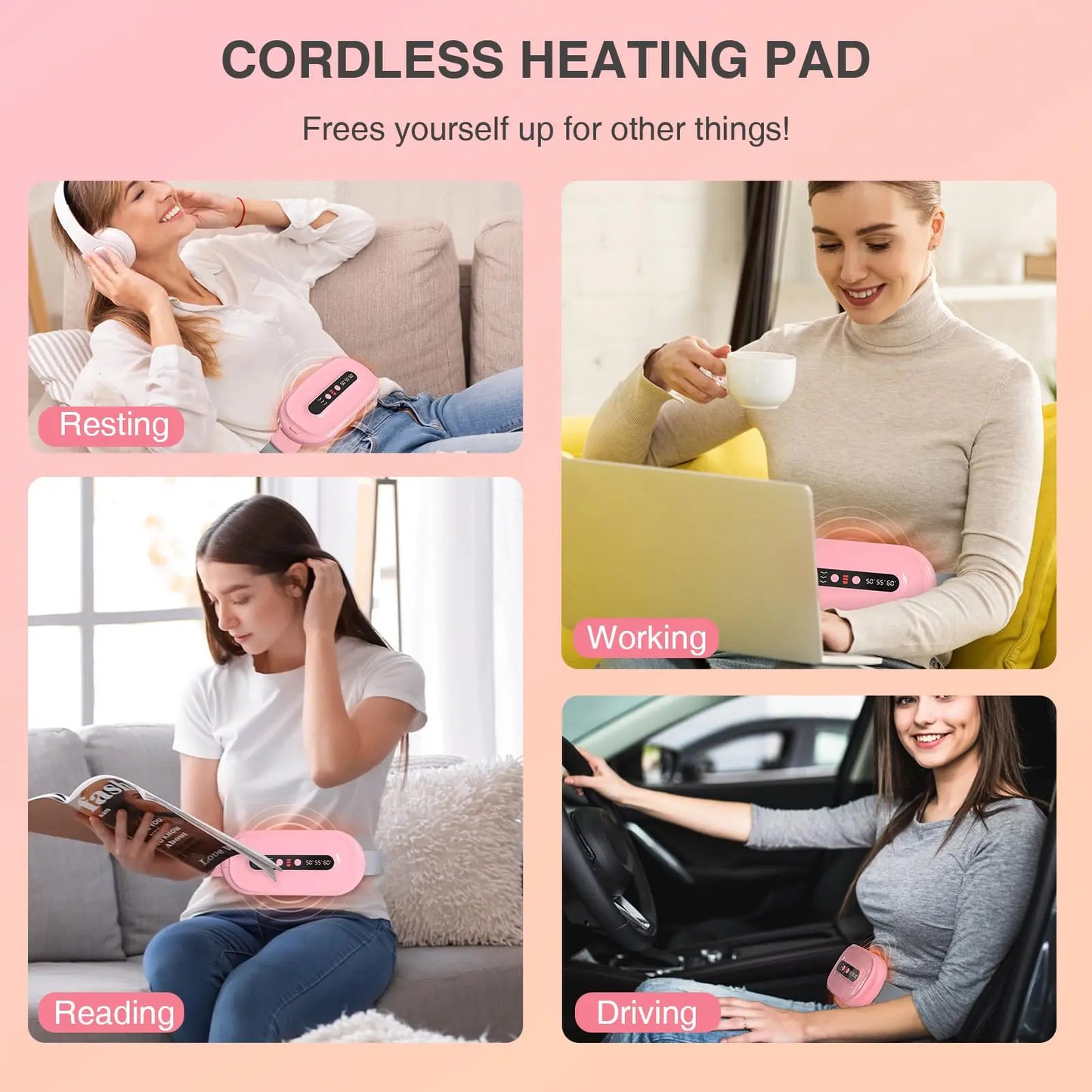Women'S Cordless Automatic Portable Period Heating Pad for Cramps - Adjustable Belt Belly Wrap with Auto Shut-Off, Women'S Gifts for Menstrual Pain Relief #Mid Year Sale, Womens Gifts