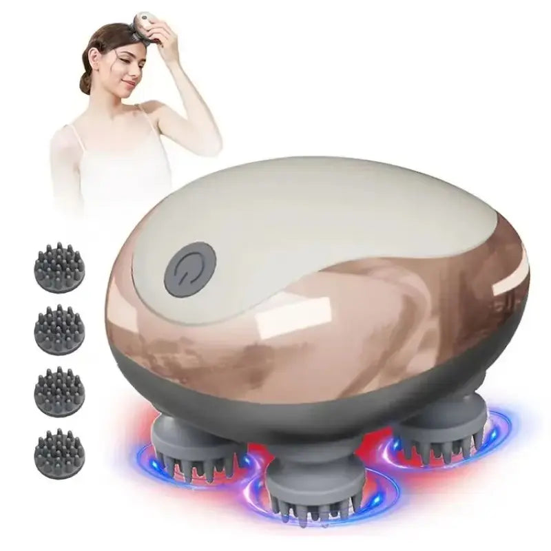 Cordless Head Scalp Massager, Cat Massager, Dog Massager, Waterproof with Multi-Modes Vibration Handheld Portable, Silicone Head Scratcher, Hair Growth, Deep Clean, Relieve Stress, Relax, Gifts for Family